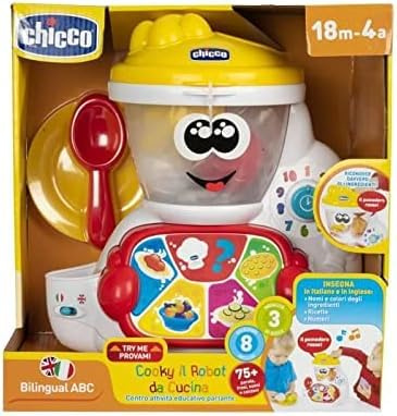 Chicco- Cooky - Robot de Cocina Bilingüe, Forma de clasificar y apilar (10197000030)