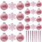 Rosa Kugeln für Christbaumschmuck, bruchsicherer Kunststoff 60 mm und 80 mm Glitzer-Schneebälle, Eiszapfen und Schneeflocken, Ornament-Set mit 32 Stück