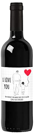Bottiglia di Vino IGT Toscana Rosso personalizzato per il nonno - Idea regalo esclusiva e originale per la festa dei nonni, come regalo di Natale, compleanno o festa del papà (0,75L, I Love Nonno)