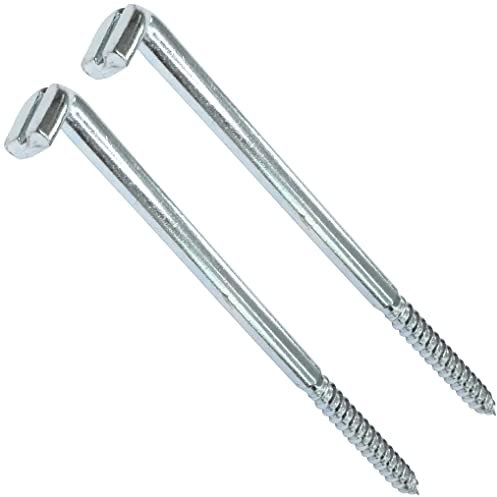 AERZETIX - C48193 - Set di 2 - Gancio a L Ø7x150mm - viti filettate in legno - cerniera tallone a vite - cerniera a vite quadrata a piton