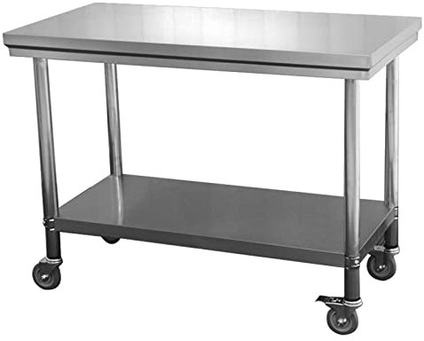 Edelstahl Catering Arbeitstisch Küchentisch mit Rollen Gastronomie Arbeitstisch, Gastro Serviertisch, Pro Kitchen Möbel mit großer Ablagefläche für Restaurant, Zuhause, Hotel ( Größe : 80x50x85cm )