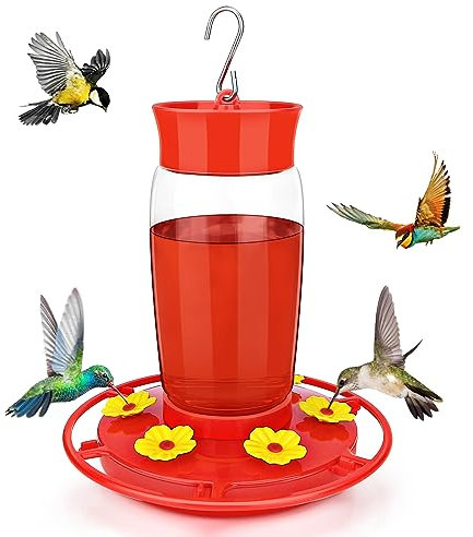 Hummingbird Feeder, Hummingbird Feeders for Outdoors Hanging ant and Bee Proof, Humming Birds Feeders for Outside, Plastic Hummingbird Feeder, Humming Bird Feeder, Hummingbird Feeder ant Guard 23 OZ