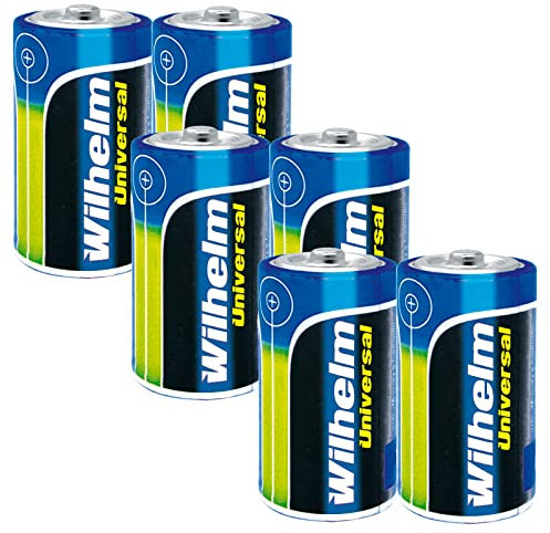 6 x Mono D Universal Wilhelm Alkaline Batterien LR20 1,5V