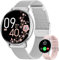 HASAKEI Smartwatch Damen, 1,39 HD Touchscreen Damenuhr Rund mit Telefonfunktion, Menstruationszyklus, 24H Herzfrequenz, SpO2, Schlafmonitor, Wasserdicht IP68 Schrittzähler für Android iOS Silber