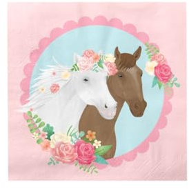 PD-Party: Pferde Servietten 16 Stück - Party Deko für Geburtstage und Parties - Perfekt für jeden Kindergeburtstag - Liebevolle Pferde Geburtstag Deko für Jungen & Mädchen - Geburtstag - 16x16 cm