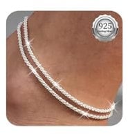 Kenivira Sterling Silber Fußkettchen für Frauen, zierlich geschichtet wasserdicht Fußkettchen für Frauen einstellbar, Strand Fußkettchen für Damen