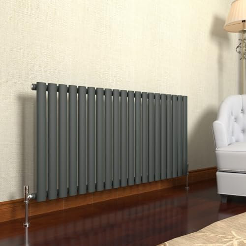 GY Bath Horizontal Radiator Anthracite Oval Column Designer 600x1180mm Single Modern Central Heating Rads