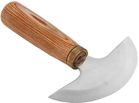 Cuchillo De Cabeza Redonda De Cuero, Cuchillo De Trabajo De Cuero, Cuchillo Redondo Para Artesanía En Cuero Con Mango De Madera, Cuchillo Redondo Para Artesanía En Cuero De Media Luna Y Cortador De Cu