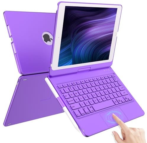 TQQ Keyboard Case for iPad 9th Generation with Multi-Touch Precision Trackpad, 10 Color Backlight, 360° Rotatable, Thin & Light, Compatible with iPad 9th Gen (2021), 8th Gen (2020) and 7th Gen (2019)