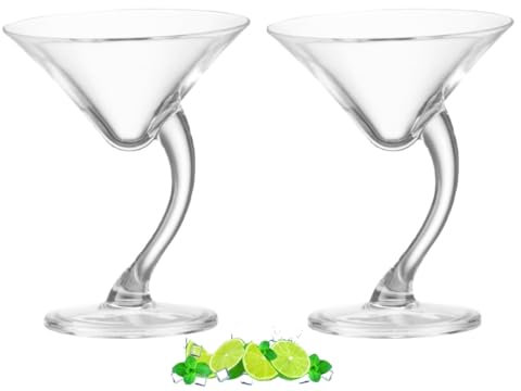 HOTENEAIRE Lot de 2 verres à martini réutilisables en plastique polycarbonate de qualité supérieure pour servir des cocktails - Idéal pour les pique-niques en plein air, piscine, barbecue, jardin