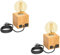 ledscom.de 2 Stück Tischlampe HITO, Holz massiv, eckig, USB, inkl. E27 Lampe gold, max. 818lm, 3-Stufen, extra-warmweiß