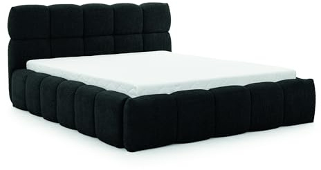 FURNISTAR Polsterbett Sofia 120x200 mit Bettkasten, Doppelbett mit Stauraum und Lattenrost, Boxspringbett-Optik, ohne Matratze, Bett - Schwarz