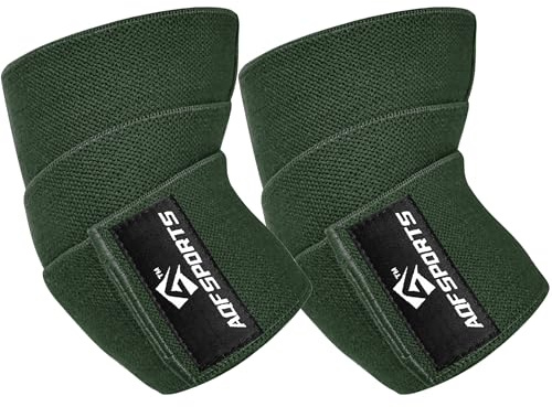 AQF Fitness Ellenbogenbandagen für Gewichtheben (Paar)- 101,6 cm Elastische Bandagen für Kraftsport, Powerlifting Zuverlässige Ellbogenschützer für Bankdrücken & Fitnessstudio Training (Olivgrün)