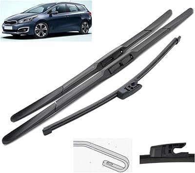 Juego de Escobillas Limpiaparabrisas para KIA Cee'd Ceed 2012-2017 26in+14in+12in, Escobilla Coche Limpiaparabrisas Delantero, Fácil Instalación
