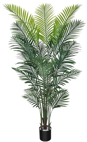 Artificial Palm Tree 6FT - Faux Plants with 21 Realistic Branches - Fake Tropical Floor Plants Pots Areca Palm for Indoor Home Office Decor