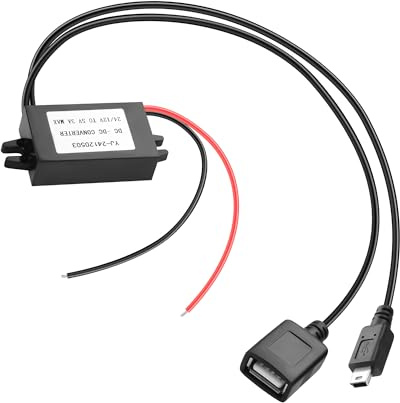 JSADZKJ DC-DC Buck Converter Module 12V to 5V 3A 15W with Mini and USB Output Power Adapter Converter,Reduced Voltage Regulator Car Power Converter Output Power Adapter