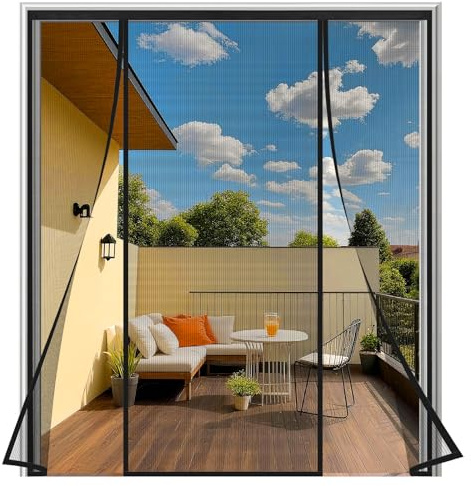 SAILIMAY Zanzariera Magnetica 150x210 cm Nero, Doppia Apertura Laterale, Varie Taglie, Zanzariera per Porta con Chiusura Automatica, per Porta Doppia Porta Scorrevole, Patio, Balcone