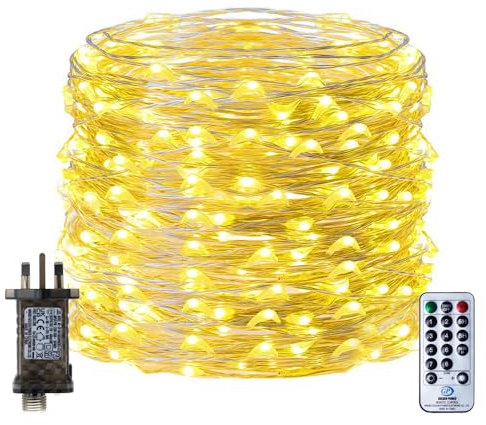 RcStarry Fairy Lights Plug in, 30M 300LED Silver Wire Fairy Lights Warm White, 99ft LED Fairy String Lights Mains Powered with Remote, Timer, 8 Modes, Memory, Waterproof for Indoor Outdoor Décor