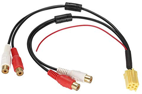 Qiilu Mini iso auf Cinch, Car Audio Aux Kabel, Beliebte Mini 6 Pin ISO Adapter Aux Line Out 4 Chinch Kabel 4 RCA Stecker für vorverstärkte Lautsprecher-Gehäuse Auto Auto zurück
