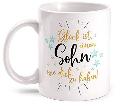 Fashionalarm Tasse Glück ist einen Sohn wie dich zu haben - beidseitig bedruckt | Geburtstag Geschenk Idee Söhne Kind Junge | Du bist der Beste, Farbe:weiß
