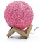 DINOWIN Lampes de chevet, USB réglable bureau en bois massif Lampe de table décorative rotin Ball pour mariage salon chambre fête Home Decor avec chaud LED blanc (Rose)