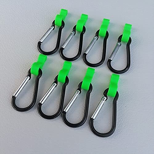 Set Haken Öse Kederöse für Kederschiene an Caravan, Wohnmobil, Camping (Öse mit Karabinerhaken für Kederschiene 7mm, Neon Grün, 8)