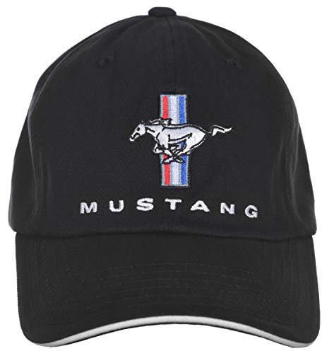 Karierte Flagge Herren Ford Mustang Cap Tri-Bar Pony Logo Verstellbar Schwarz Hut, Schwarz, Einheitsgröße