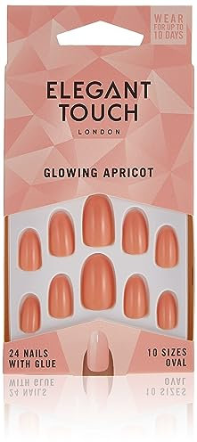 Polished Colour 24 Nails With Glue Oval Glowing Apricot