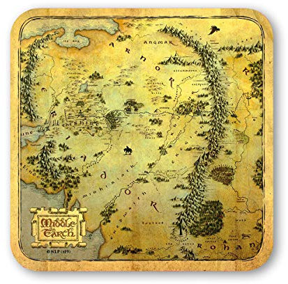 Logoshirt®️ Der Hobbit I Tolkiens I Mittelerde Karte I Untersetzer | Kork | 10x10cm | langlebiger Druck | Lizenziertes Originaldesign