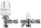 1 x TRV Thermostatic Radiator Valve and Lockshield & Drain Off Point Valve Pack - 15mm x 1/2 Angled Body White Head