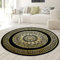 Teppich-Traum eleganter Wohnzimmerteppich mit Mäander Muster in schwarz Gold, Größe 200 cm rund