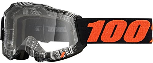 100% Ride100percent Accuri 2 Geospace Fahrradbrille, Schwarz/Orange, transparente Gläser