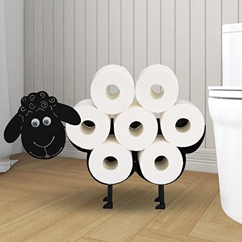 Toilettenpapierhalter mit Schaf, niedlicher Metall-Wandhalterung, Toilettenpapier-Aufbewahrung für 8 Rollen, lustiges Tier, Handarbeit, Badezimmer, Geschenk, Taschentuch-Organizer Körbe