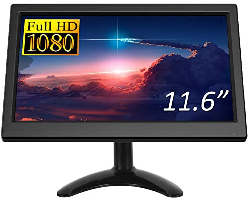 CAMECHO 11,6 Zoll Portable Monitor HD 1080P Display CCTV-Monitor Eingebauter Lautsprecher mit HDMI-VGA-AV-BNC-Anschluss Kompatibel mit PC, DVD, TV, Überwachungskamera Rückfahrkamera