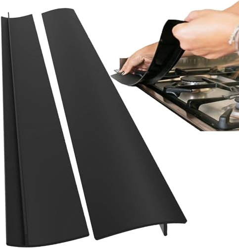 2pcs Silicone Stove Counter Gap Cover,25 inch Gap Filler Worktop Joining Strip,Flexible Heat Resistant Worktop Edging Strip for Gas Electric Cookers,Counters,Stovetops,Washing Machines,Oven,Washer