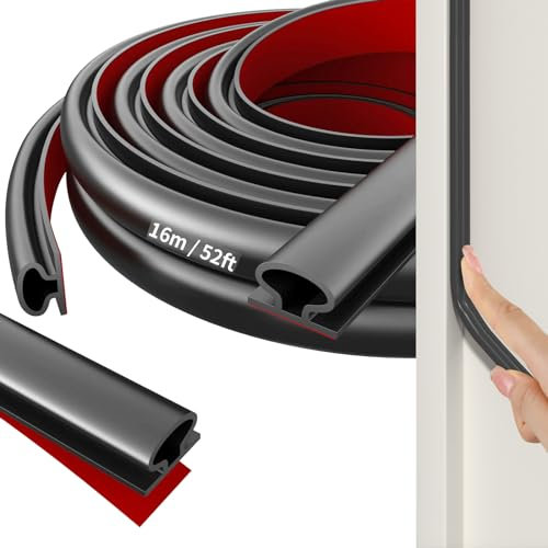 Türdichtung Dichtungsband Selbstklebend, 16M Türdichtung Gummi, Fensterdichtung, Anti-Kollision, Wasserdicht, Schalldämmung, Staubdicht. (Schwarz)