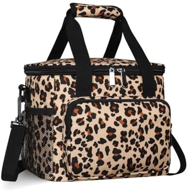 Morbuy Multifunktionale Kühltasche Lunchtasche, 16L Langlebige Kühltasche Faltbar Kühltaschen für Reisen, Strand, Reise, BBQ, Camping (Leopard,16L)