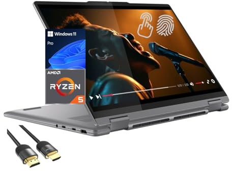 Lenovo Yoga 7 2-in-1 Laptop, 14 WUXGA Touchscreen Display, 6-Cores Ryzen 5 8640HS, 8GB RAM, 1TB PCle SSD, Backlit KB, FP Reader, USB-C, WiFi 6E, Webcam, HDMI, US Version KB, PDG HDMI, Win 11 Pro