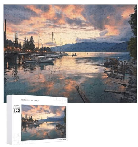 Puzzle mit 520 Teilen – Abend in Vancouver, Bilderpuzzles für Erwachsene, herausforderndes Puzzle, personalisiertes Holzpuzzle, Fotopuzzle, Geschenke, 52,1 x 38,1 cm