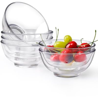 NUTRIUPS Lot de 6 petits bols à dessert en verre de 11,9 cm, 300 ml