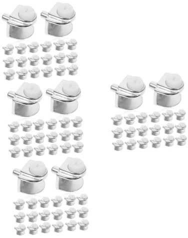 WOONEKY 80 Stk Regalhalterung aus Glas rundes Regal quadratische Regale einlegeböden halterung shelf bracket klemmbausteine Clip zur Spiegelbefestigung Regalhalter aus Glas Zinklegierung