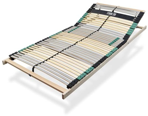 Sleepneo Extra Stabiler Premium Lattenrost 90x200, bis 200Kg belastbar, Kopfteil verstellbar, 42 Latten, 7 Zonen Lattenrost aus Buche und verstärkter Birke, Made in Germany