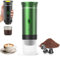 PZCC Machine à Café Portable de Voyage,Expresso Cafetière Rechargeable 12V et sa pochette Pour Camping et Voiture,Chauffage Rapide,compatible avec Capsules K-Cup et café moulu,Pour voyage (Vert)