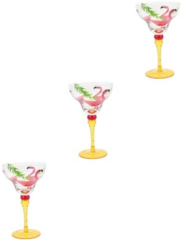 Cabilock 3 Pièces accessoires de fête Margarita verres à martini flamants roses Piscine bar verre à cocktail originaux verre originaux peindre un verre à cocktail tasses à cocktail en verre