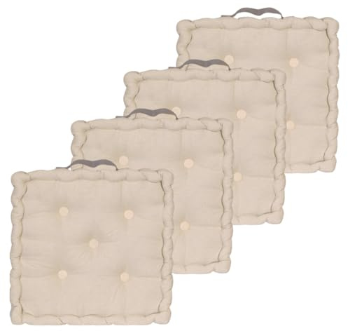 Atout Ciel 4 Bodenkissen, 40 x 40 cm, mit kontrastierendem Henkel, Beige