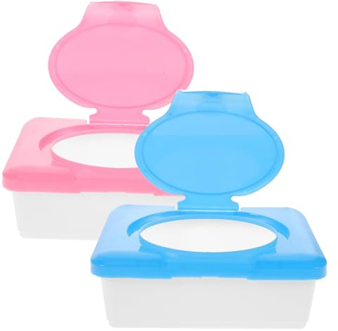 GLEAVI 2 Pièces Boîte à Lingettes Humides Réutilisable Rangement Hermétique pour Cuisine et Bureau Boîte Distributrice Multifonctionnelle Organiseur Pratique pour Lingettes Mouillées Rose