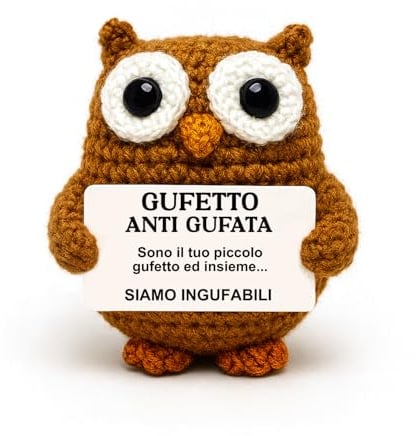 DAF Gufetto Anti Gufata© - Portafortuna da Regalare | Morbido Gufetto Alto 8 cm con Elegante Scatola