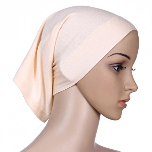 KOFUN Frauen Hut, Islamic Muslim Women Cotton Headscarf Hijab Cap Underscarf Ninja Scarf Beige