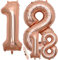 Balloons Number 18 Birthday XXL Rose Gold - Palloncino foil gigante in 2 misure 40 e 16 | Set di decorazioni per compleanno XXL 100cm + Mini 40cm | Ideale per il 18 come decorazione
