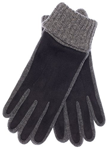 EEM Damenhandschuhe 100% vegan, weiches elastisches Material, Thinsulate Thermofutter, Touchfunktion, schwarz-anthrazit M